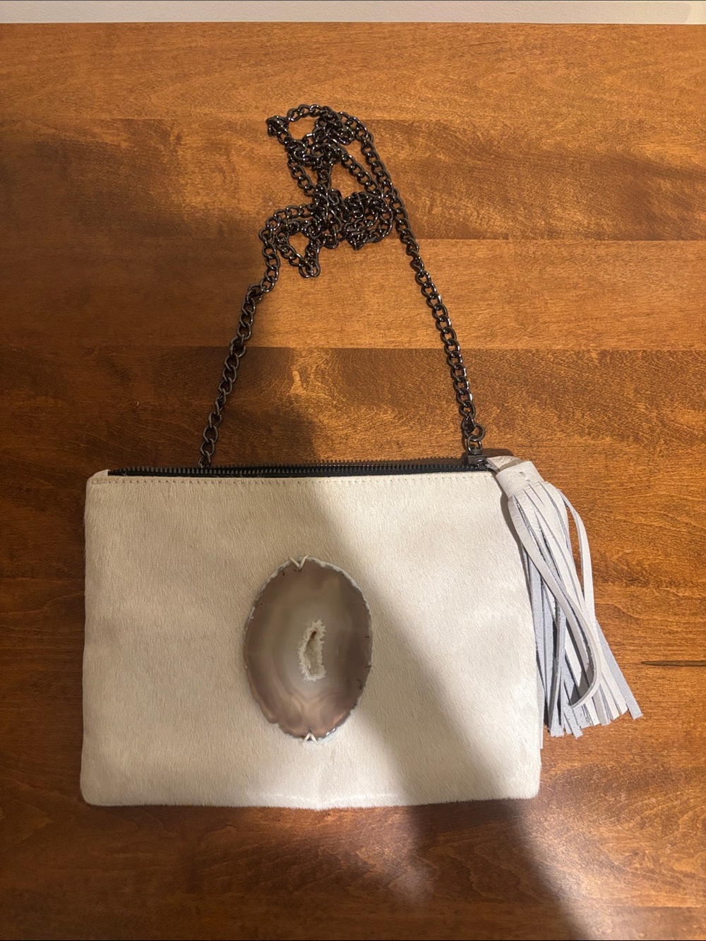 Evoke women calf hair clutch/crossbody